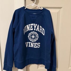 Vineyard Vines Royal Blue Boys Pullover Sweatshirt with White Logo